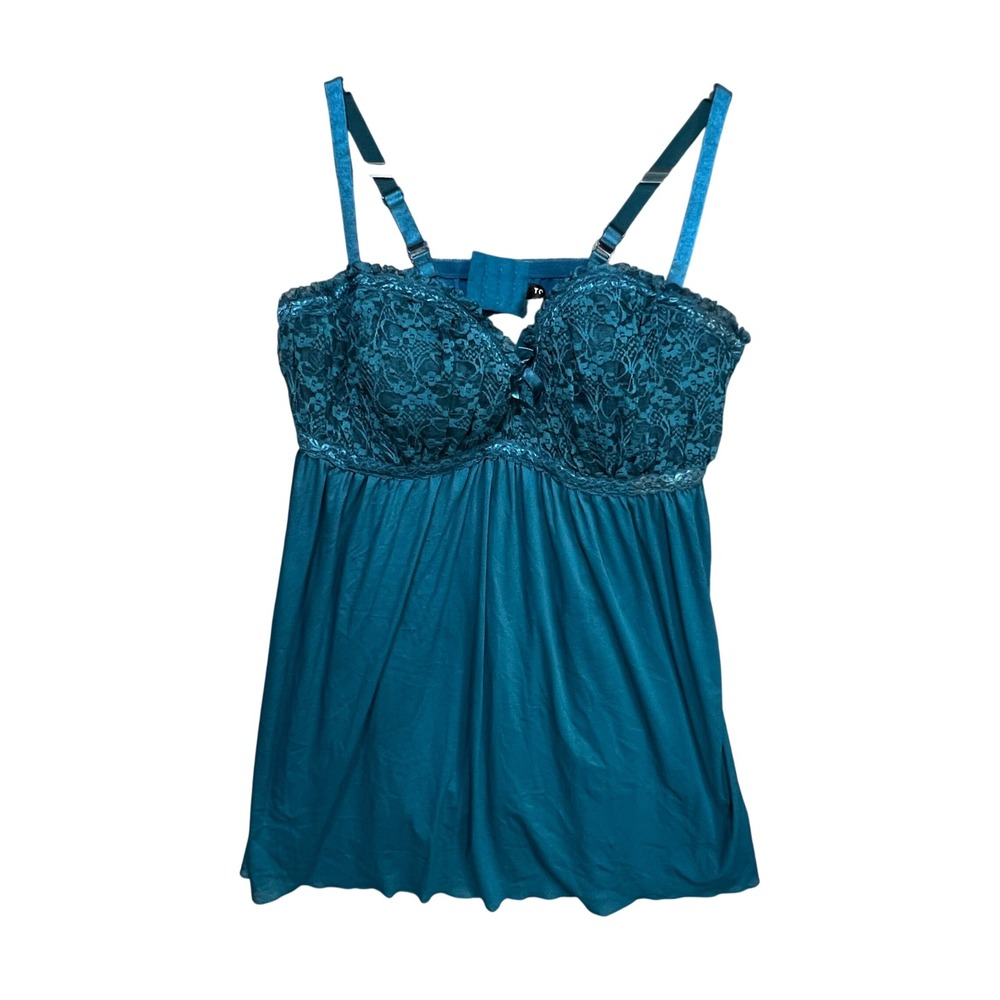 Torrid Teal Blue Lace Babydoll Chemise Lingerie Plus Size 3 Adjustable Straps